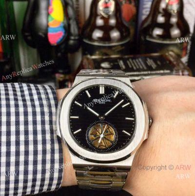 Best Copy Replica Patek Philippe Tourbillon Stainless Steel Black Dial Watches 40mm